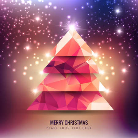 glowing polygonal christmas treeのイラスト素材