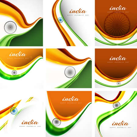 set indian flag backgroundsのイラスト素材