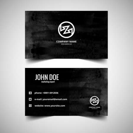 black visiting card watercolor style vector design illustrationのイラスト素材