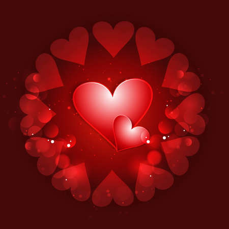 love background with red heartsのイラスト素材