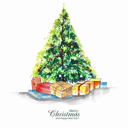 Holiday decorative christmas tree greeting card backgroundのイラスト素材
