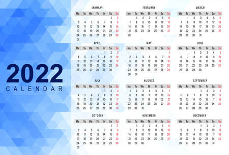 Abstract 2022 new year calendar template designのイラスト素材