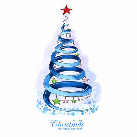 Merry christmas tree card celebration holiday backgroundのイラスト素材