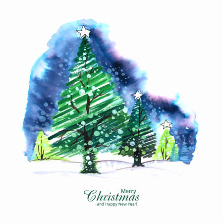 Hand draw artistic christmas tree card designのイラスト素材