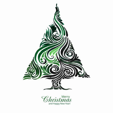 Beautiful artistic floral decorative christmas tree backgroundのイラスト素材