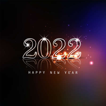 Glowing 2022 new year text colorful card backgroundのイラスト素材