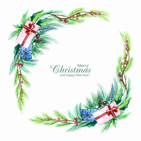 Hand draw artistic christmas wreath celebration card backgroundのイラスト素材