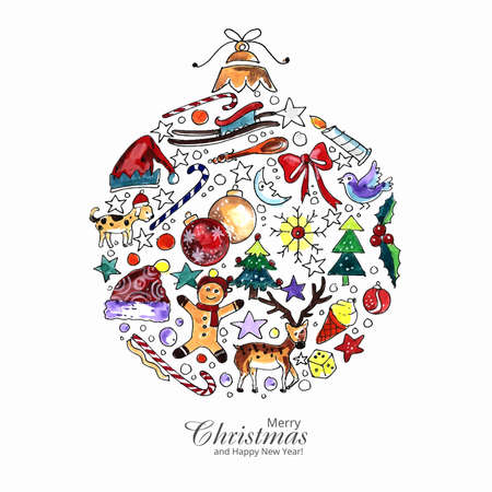 Beautiful artistic decorative christmas ball card designのイラスト素材