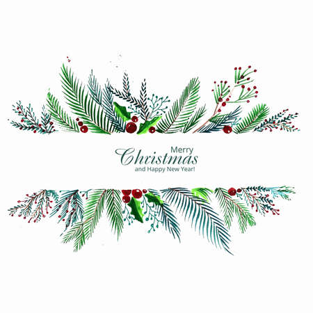 Beautiful decorative christmas leaf  holiday card designのイラスト素材