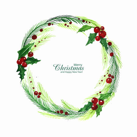 Hand draw artistic christmas wreath celebration card backgroundのイラスト素材