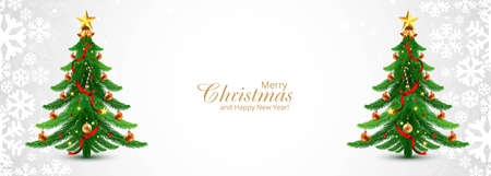 Holiday christmas decorative tree banner designのイラスト素材