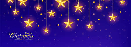 Holiday christmas decorative stars banner designのイラスト素材