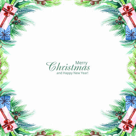 Beautiful christmas wreath holiday card backgroundのイラスト素材