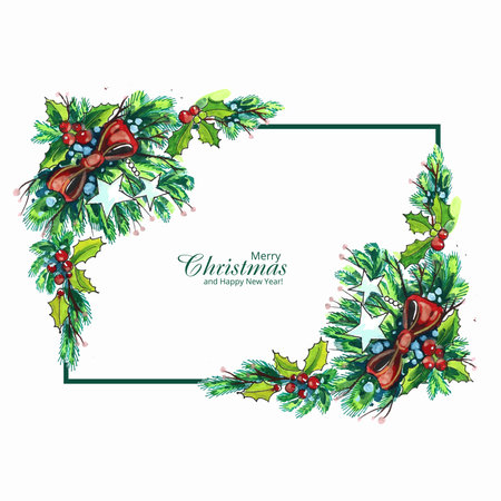 Hand draw artistic christmas wreath celebration card designのイラスト素材