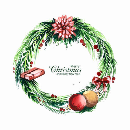 Decorative artistic christmas wreath holiday card backgroundのイラスト素材