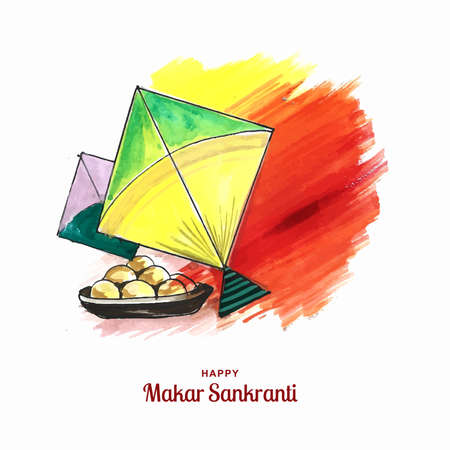 Celebrate Makar Sankranti greeting card backgroundのイラスト素材
