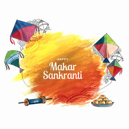 Happy makar sankranti holiday india festival backgroundのイラスト素材