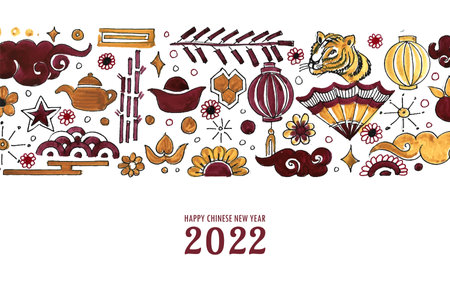 Decorative 2022 chinese new year greeting card backgroundのイラスト素材