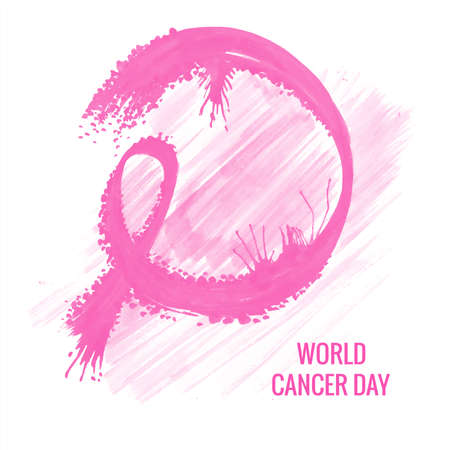 Hand draw watercolor realistic ribbon for world cancer day designのイラスト素材
