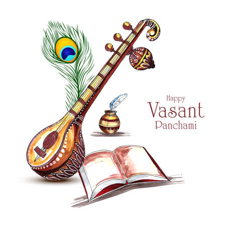 Happy vasant panchami celebration card backgroundのイラスト素材