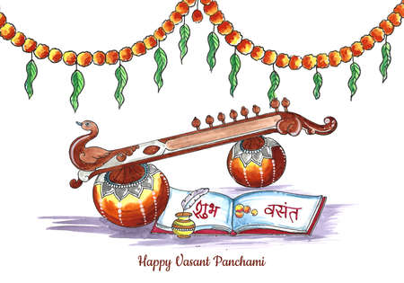 Happy vasant panchami celebration card backgroundのイラスト素材