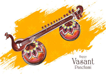 Happy vasant panchami traditional indian festival card designのイラスト素材