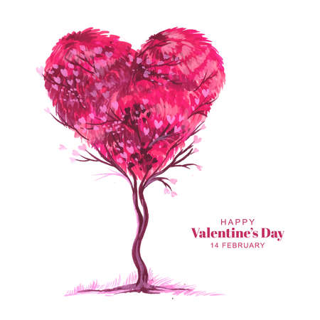 Elegant tree heart shape valentines day holiday backgroundのイラスト素材