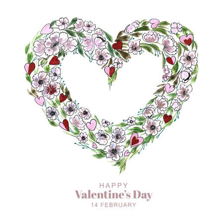 Beautiful decorative floral heart shape valentines day card designのイラスト素材