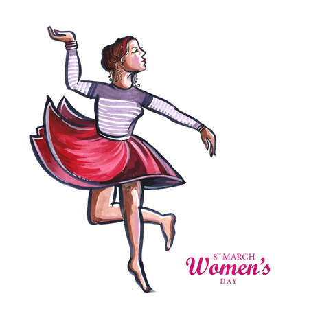 Happy women's day for dancing woman card backgroundのイラスト素材