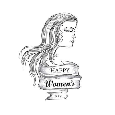 Hand draw sketch international womens day holiday card backgroundのイラスト素材