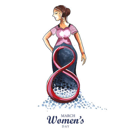 Hand draw happy women's day holiday card backgroundのイラスト素材