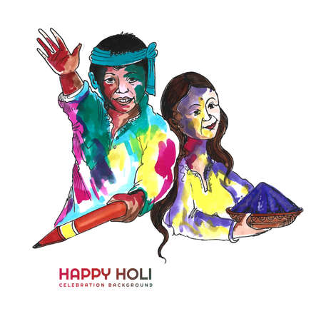 Indian festival of colours with holi celebration card backgroundのイラスト素材