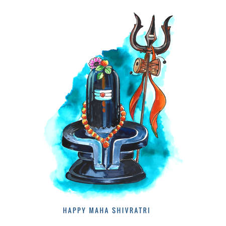 Maha shivratri festival background with shiv ling card holiday design