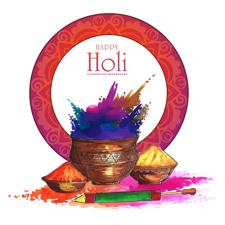 Happy holi festival of India celebration greetings card backgroundのイラスト素材