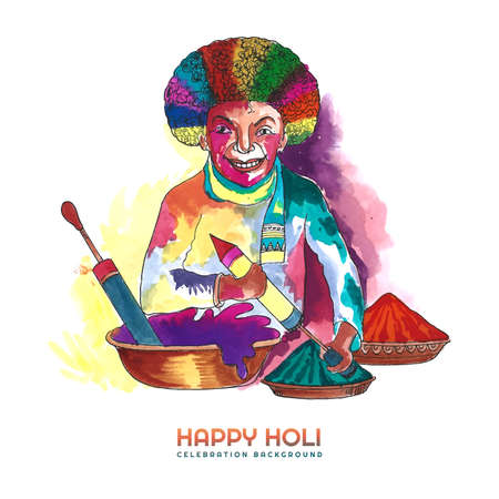 Happy holi festival of India celebration greetings card backgroundのイラスト素材