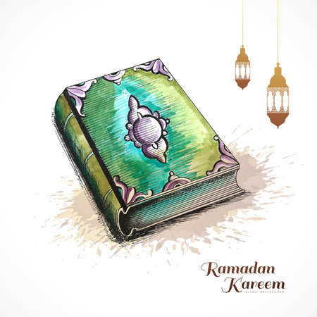 Koran holy book ramadan kareem muslim holiday card designのイラスト素材