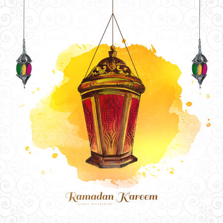 Hand draw arabic lamps ramadan kareem greeting card backgroundのイラスト素材