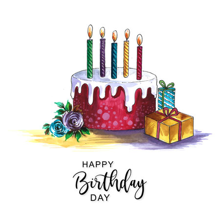 Beautiful celebration birthday cake card designのイラスト素材