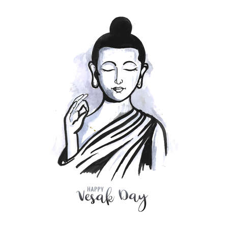Beautiful happy vesak day buddha jayanti traditional card backgroundのイラスト素材