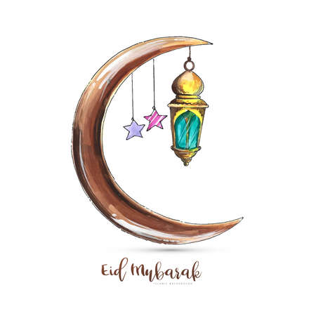 Eid mubarak greeting card for muslim holiday backgroundのイラスト素材