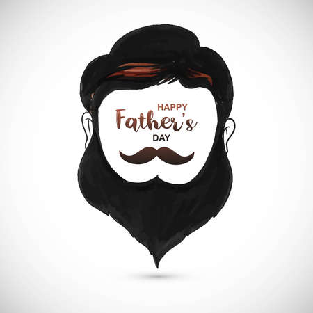 Happy fathers day man face silhouette with beard mustache design