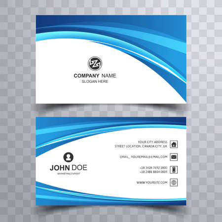 Elegant business card blue wave backgroundのイラスト素材