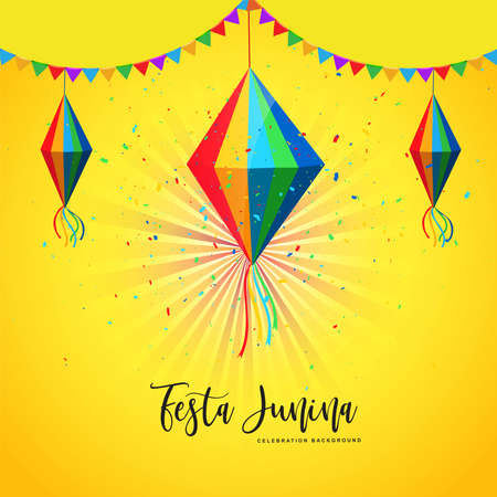 Festa junina decorative on hanging lantern celebration card designのイラスト素材