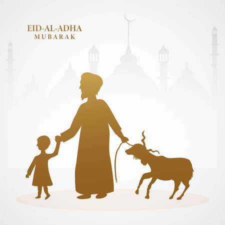 Eid al adha mubarak islamic festival card backgroundのイラスト素材