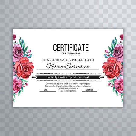 Beautiful flower certificate template for achievements diploma designのイラスト素材