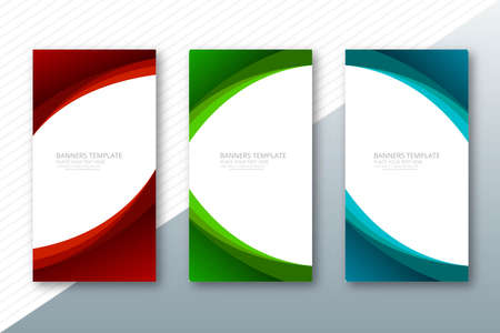 Abstract flowing colorful wave banners set designのイラスト素材