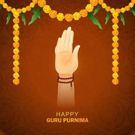 Guru purnima festival on guru hand blesses to his shishya backgrounのイラスト素材