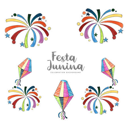 Festa junina brazil event celebration beautiful card backgroundのイラスト素材