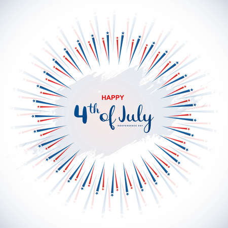 Happy 4th of July Independence day on firework backgroundのイラスト素材