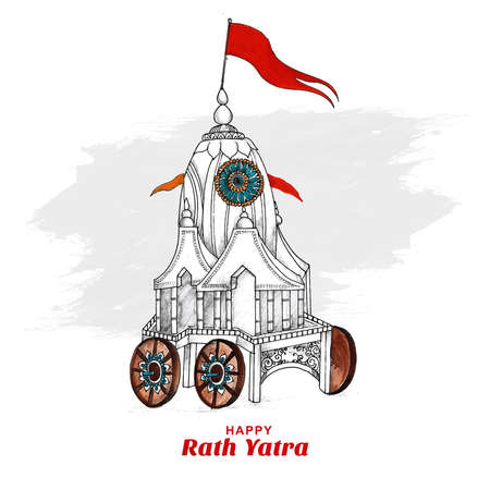 Hand draw ratha yatra sketch lord of jagannath celebration designのイラスト素材